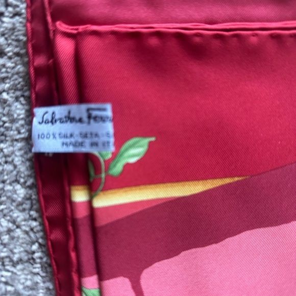 Salvatore Ferragamo Red and Pink Silk Scarf - Picture 2 of 3